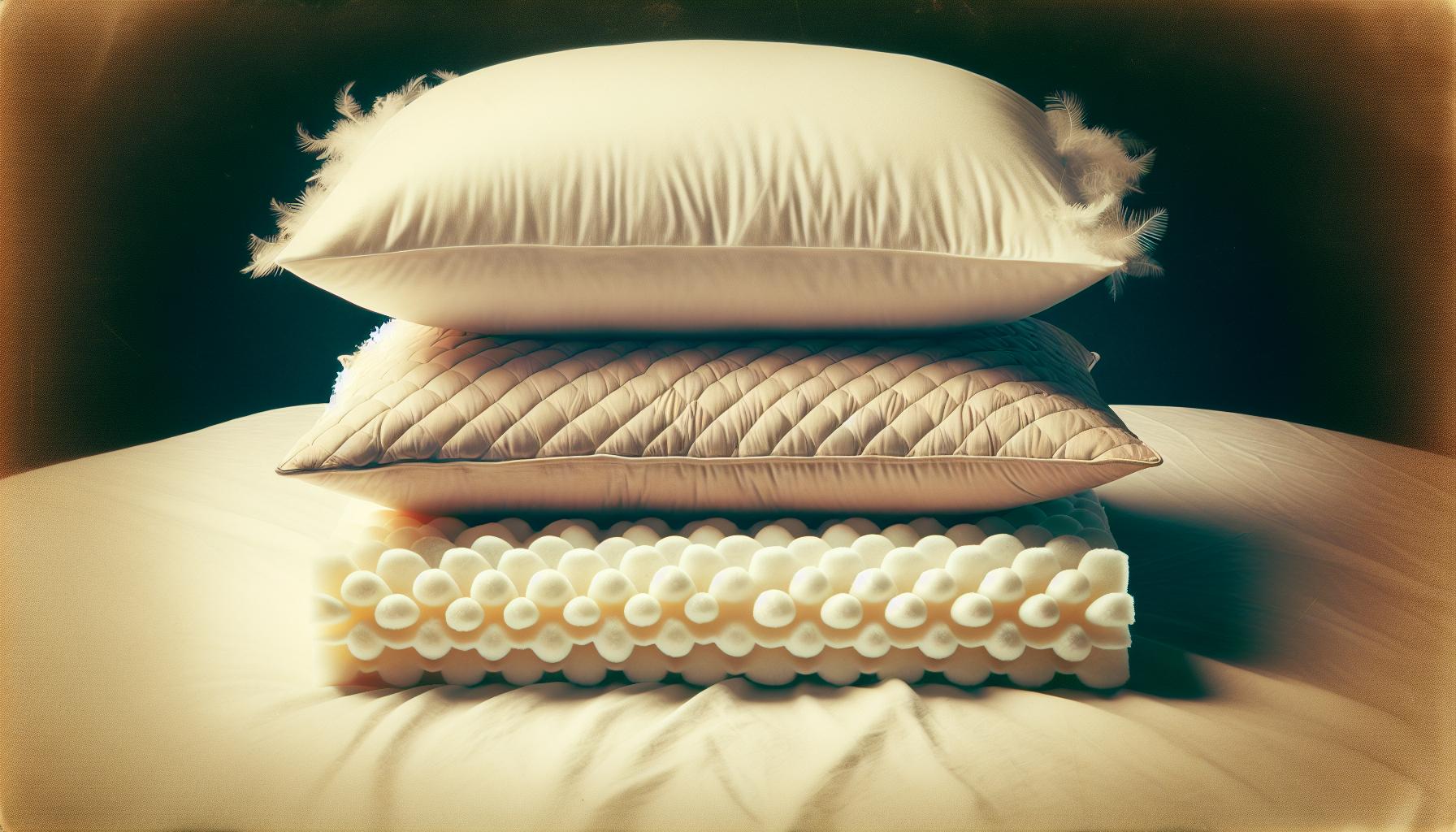 3 different types of pillows stacked on top of each other