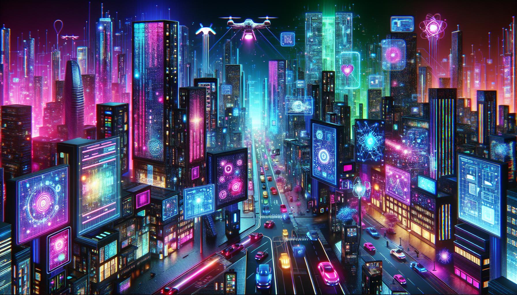 features of tech in neon colors